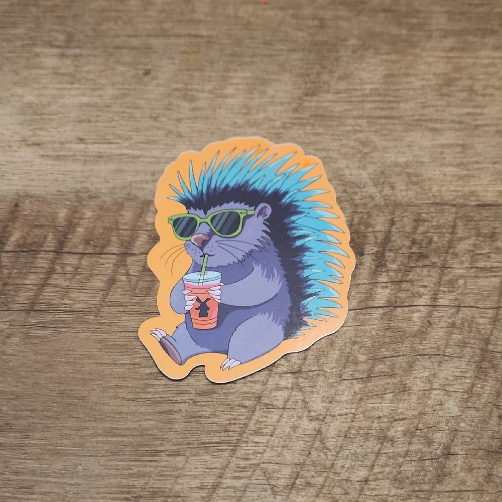Dutch Bros Cool Porcupine Sticker - Orange and Blue